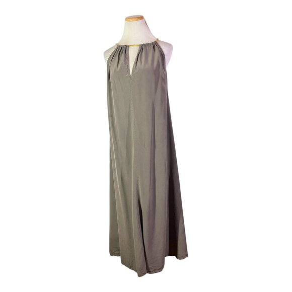 Eres Size L/XL Grey Silk Beach Sleeveless Dress Drawstring Neckline Ties - Picture 1 of 9